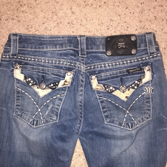 Miss me jeans unique cute bling  cow print flap pockets size 28 - Picture 2 of 16